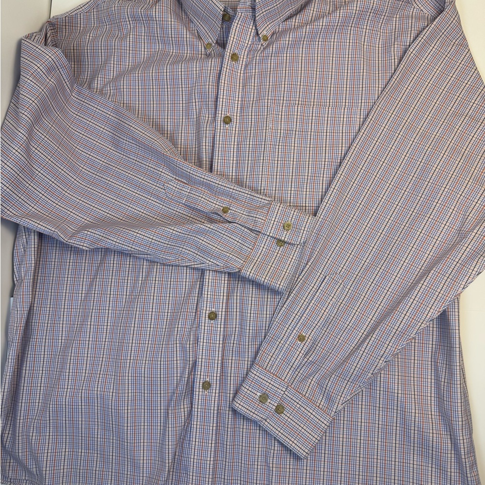 ENRO Non Iron Pinpoint Oxford Plaid Button Down Shirt XXL‎